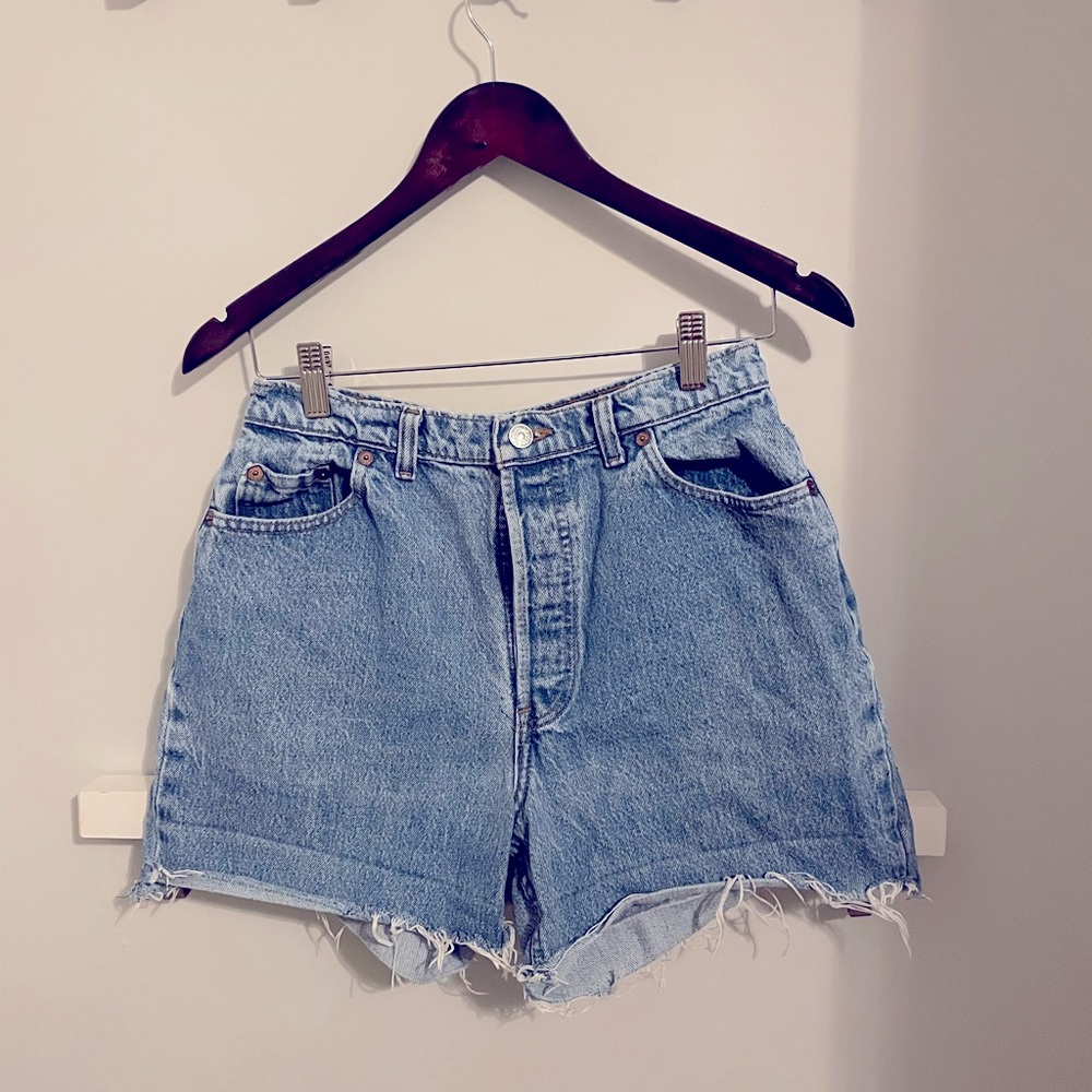 Classic High-Rise Light Blue Denim Shorts